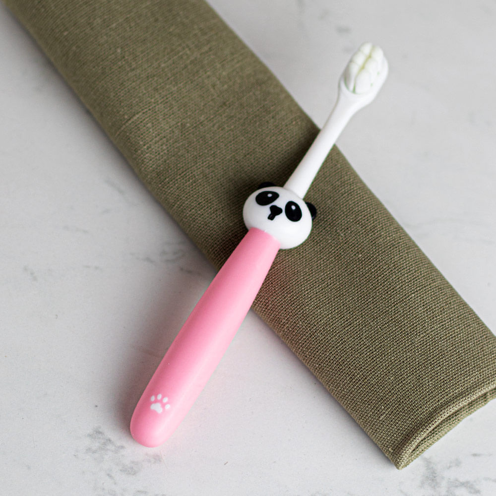Cepillo De Dientes Ultra Suave Para Niños Panda Rosa