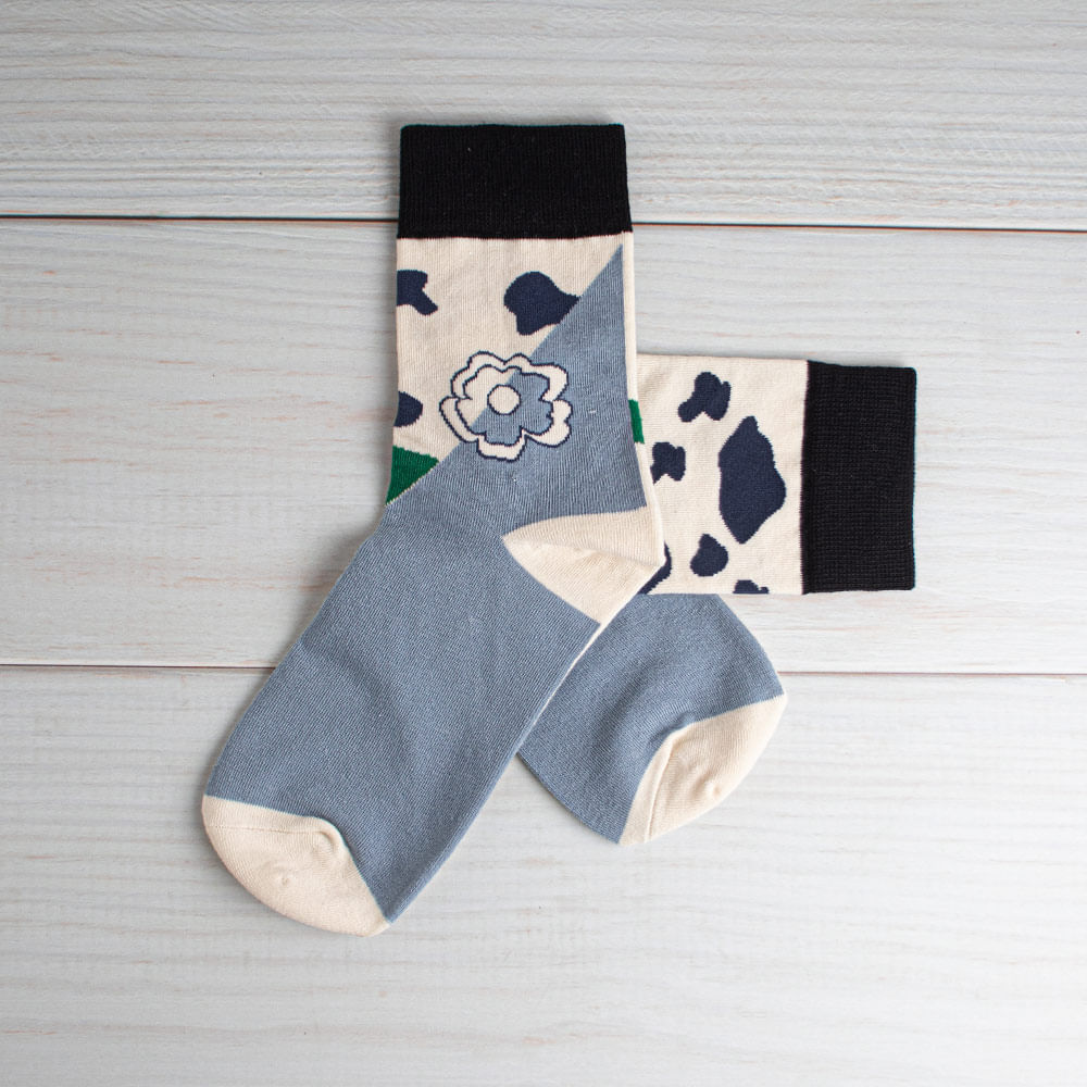 Calcetines Mini Cuadros Unisex Vaca Albaricoque
