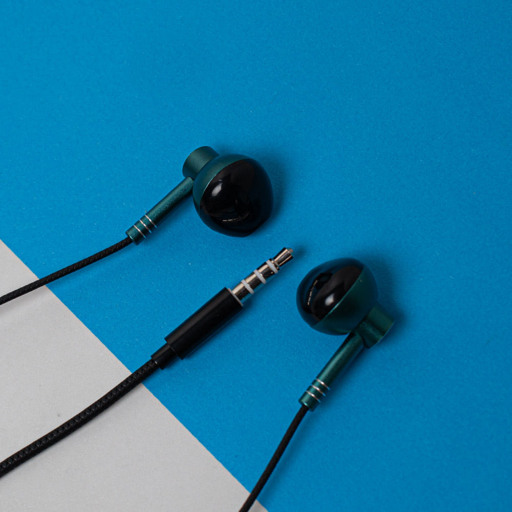 Auriculares con Cable Conector de 35 Mm Color Verde Profundo