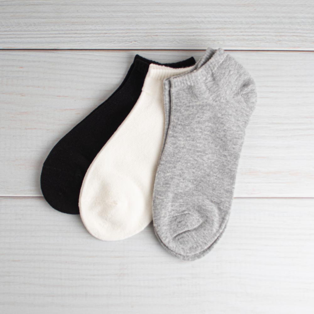 Pack De 3 Calcetines Bajos Básicos Para Mujer Negro Blanco Y Gris