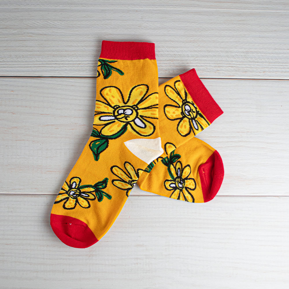 Calcetines Mujer Cartoon Mini Crew Flores - 1