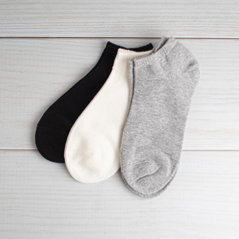 Calcetines Bajos De Mujer 3 Pares Negro Y Blanco Y Gris