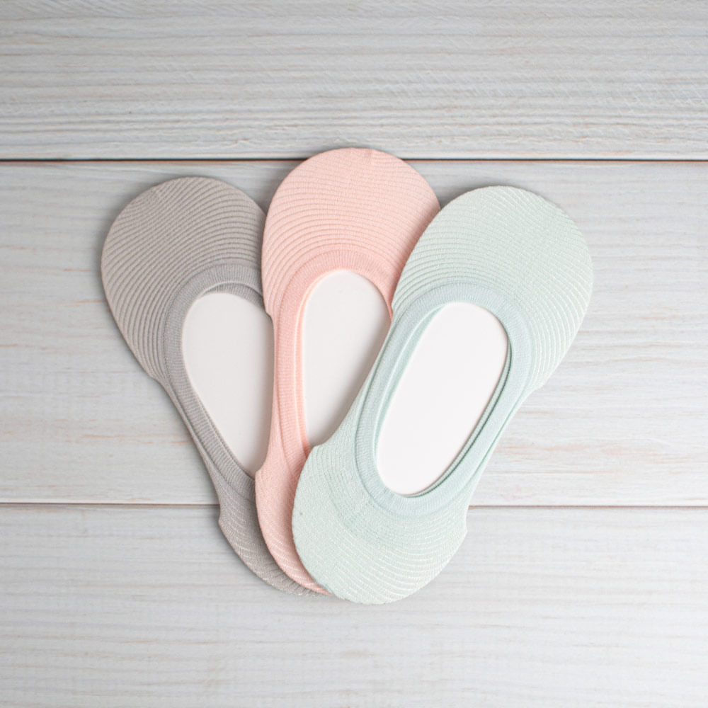 Calcetines Para Mujer 3 Pares Rosa Y Verde Y Gris