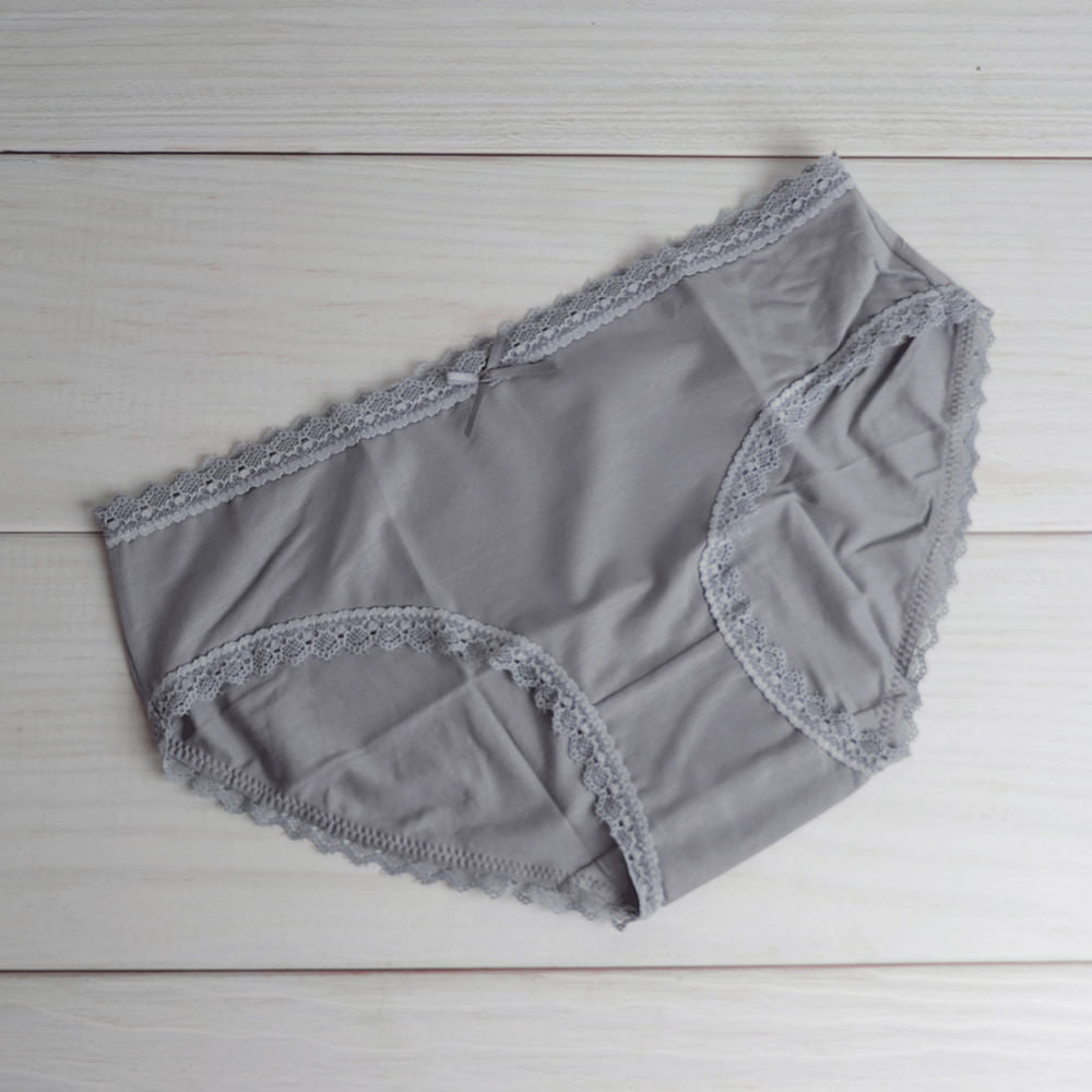 Ropa Interior Mujer Con Encaje Gris M