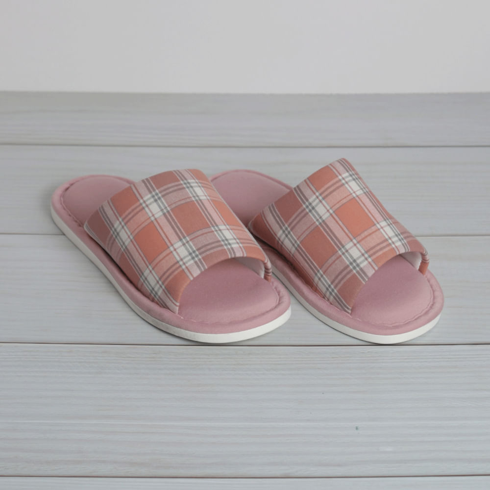 Pantuflas Cuadros Mujer Rosa Talla 37-38