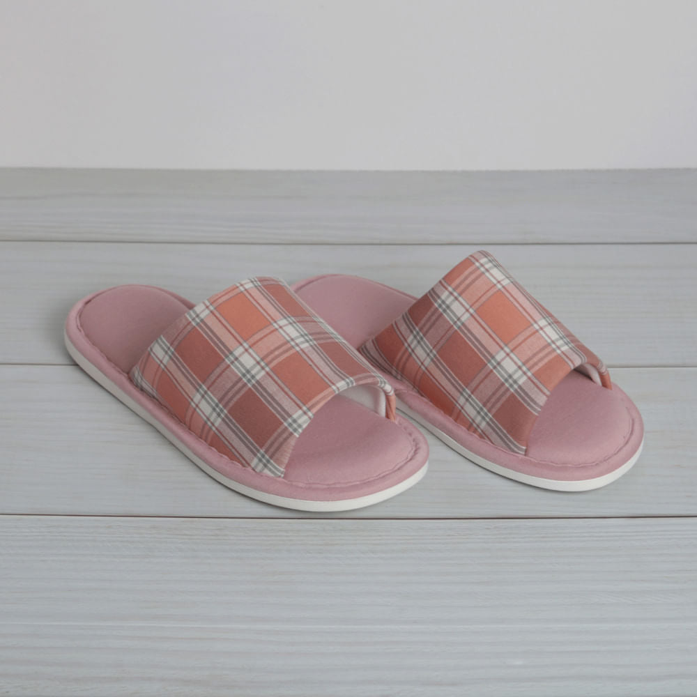 Pantuflas Cuadros Mujer Rosa Talla 39-40