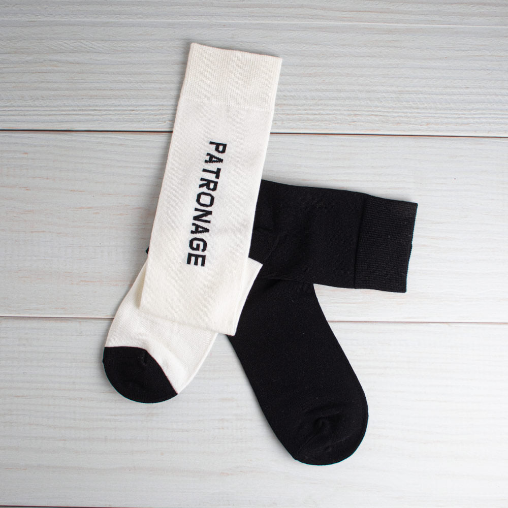 Calcetines Altos A Rayas Mujer Negro+Blanco