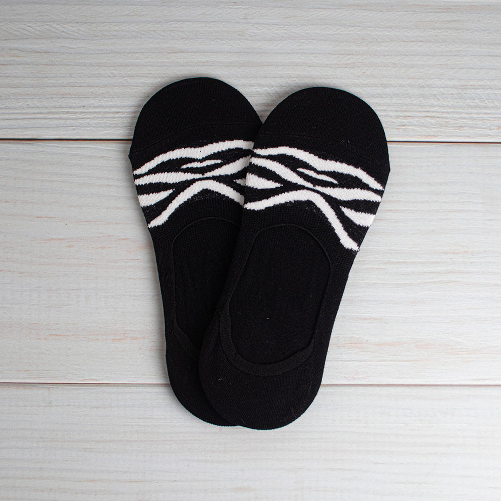 Calcetines Mujer Zebra No Show 2 Pares Negro