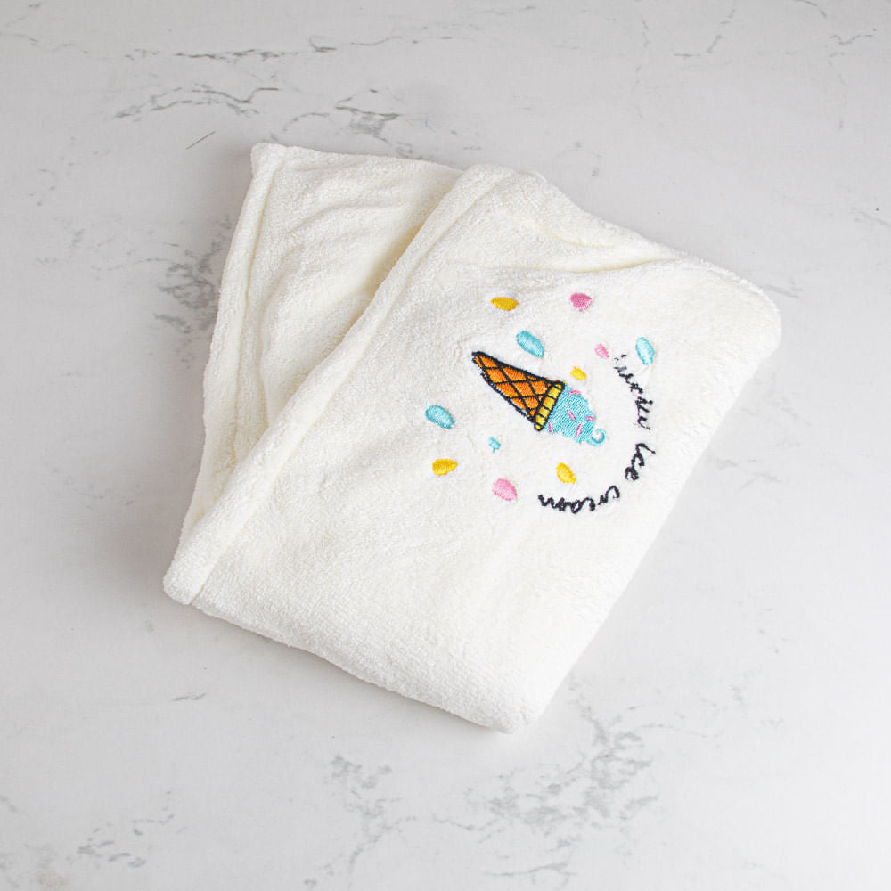 Toalla para Secado de Cabello Cono de Helado Blanco