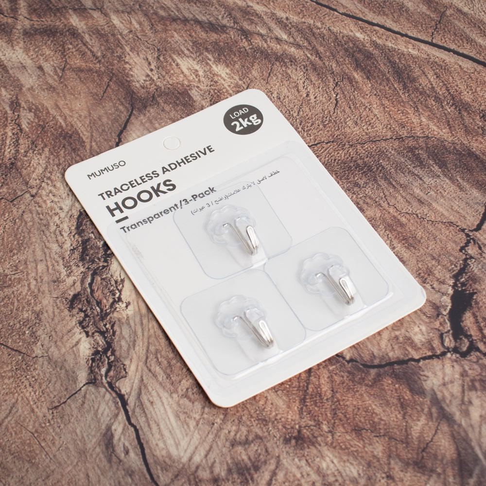 Ganchos Adhesivos Transparente Pack De 3