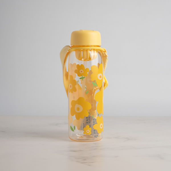 Botella De Agua Presentación Flor Con Sorbete Amarillo L