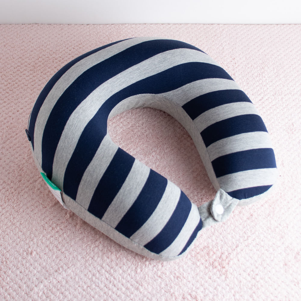 Almohada de Cuello de Espuma Rayas Azul Marino