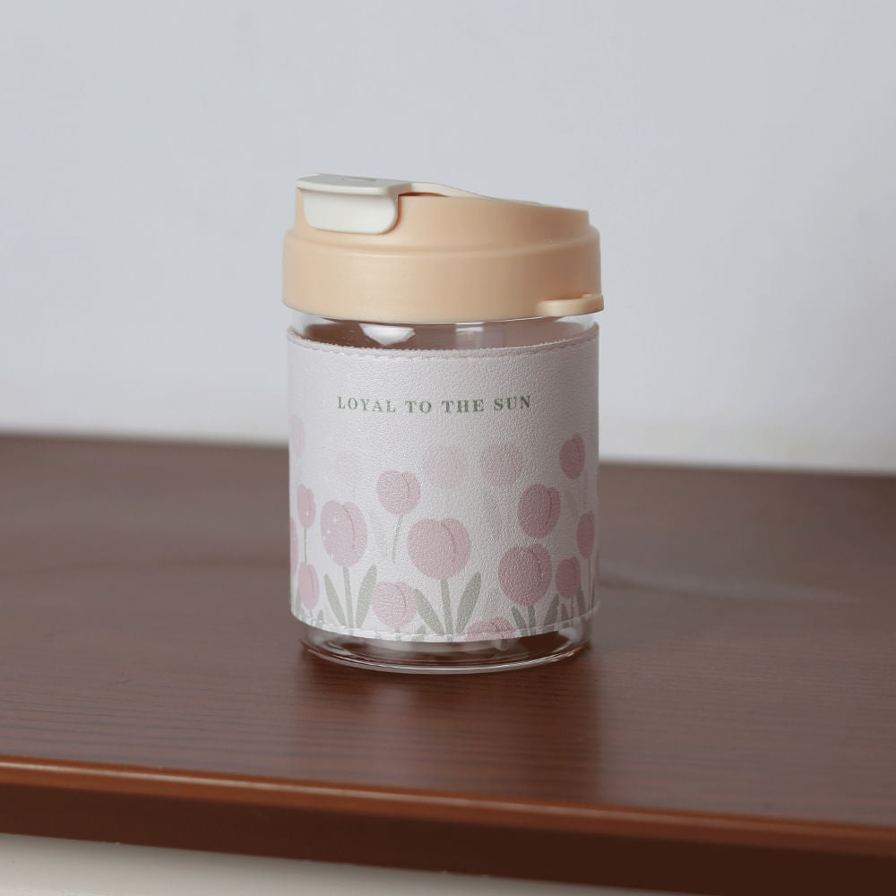 Botella De Agua Con Cadena Tulipan Crema 450 Ml