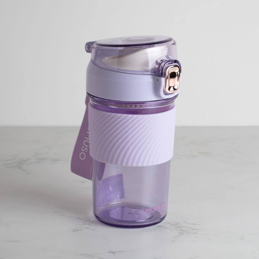 Botella De Agua De Plástico Portátil Con Tapa Abatible Morado 500 Ml