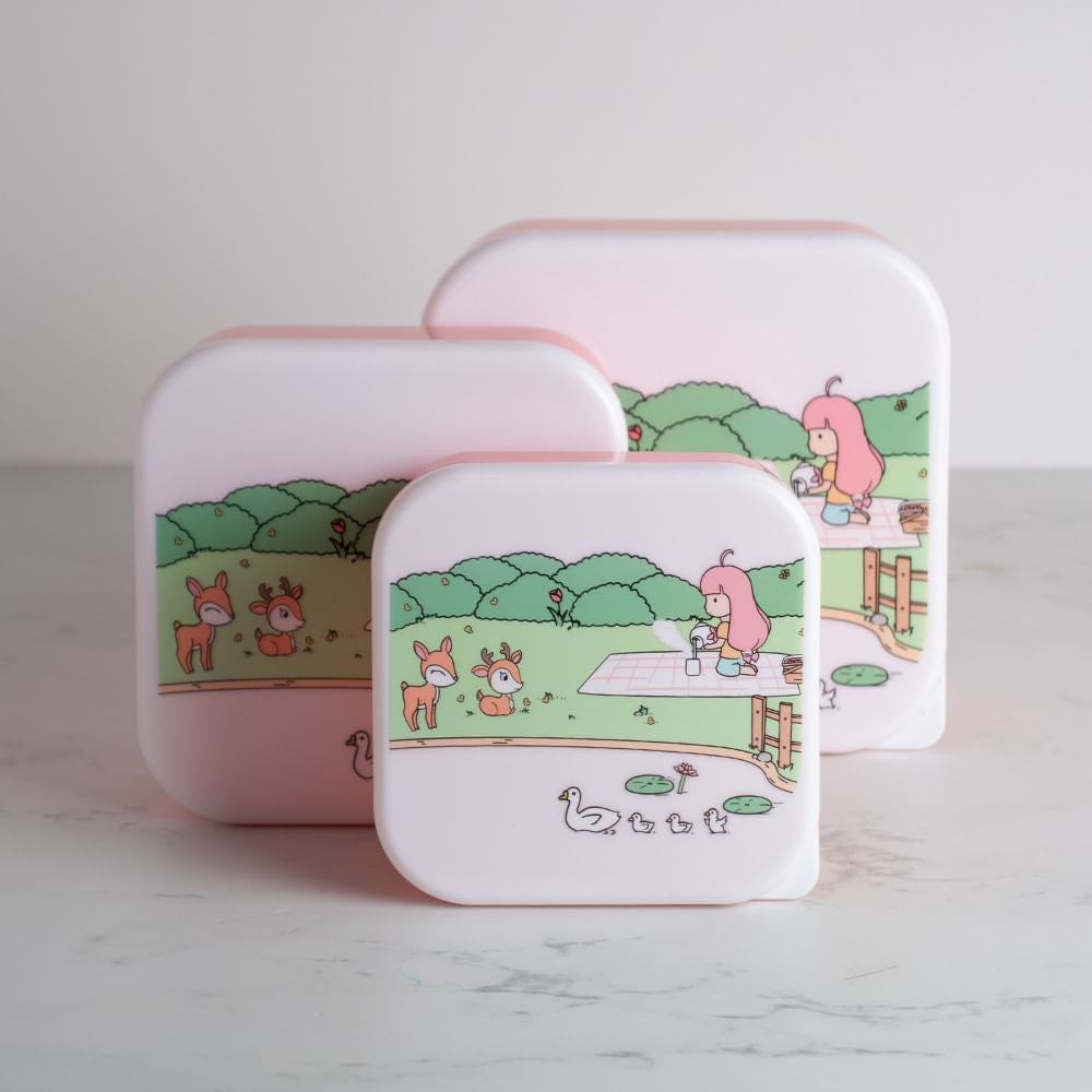 Juego de Contenedores de Plástico Rosa - 3 Piezas