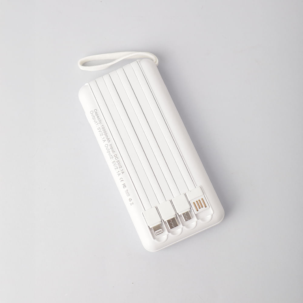 Batería Portátil 3 en 1 con 10000 Mah Blanco