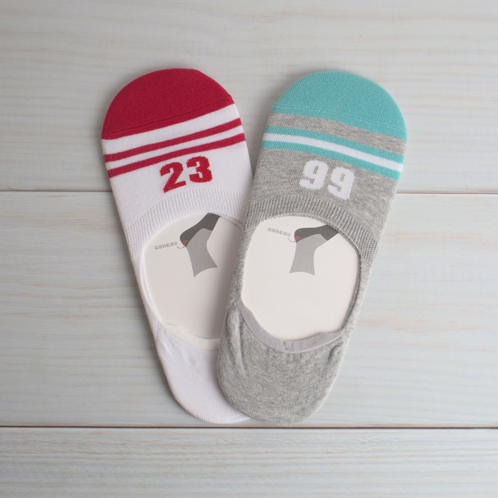 Calcetines Sin Espectáculos De Rayas Para Hombres 2 Pares Grises Y Blanco