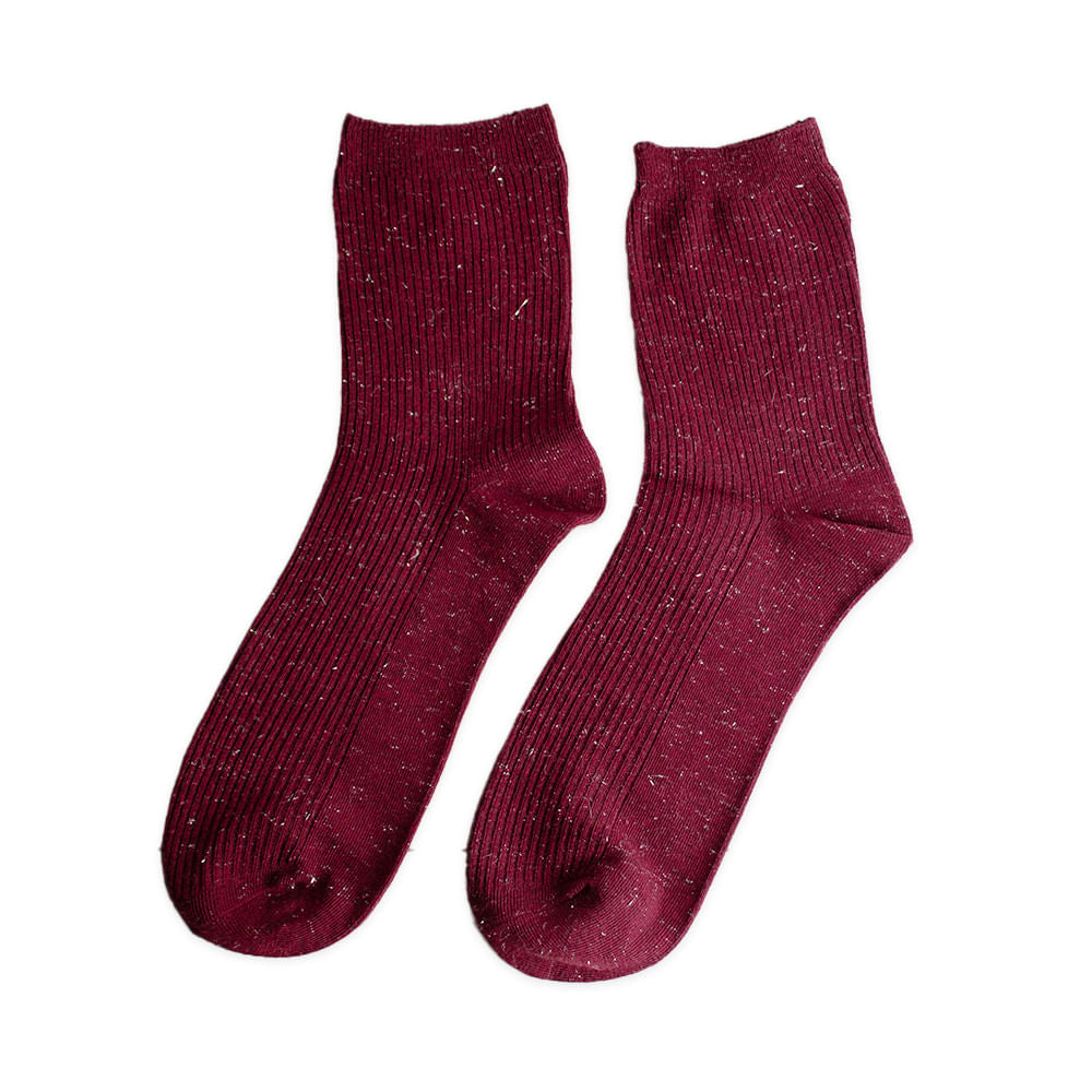 Mini Calcetines De Mini Tripulación De Mujeres Brazalete Brillante 1 Par Vino Rojo