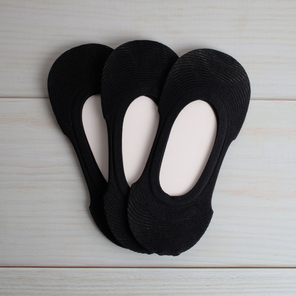Calcetines No Show Para Mujer 3 Pares Negro