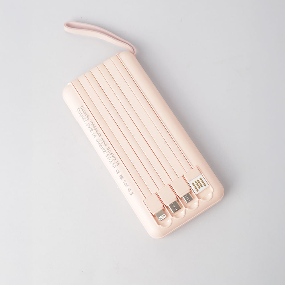Batería Portátil 3 en 1 con 10000 Mah Rosa