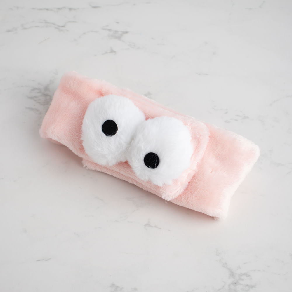Vincha Con Ojos Grandes Y Velcro Rosa