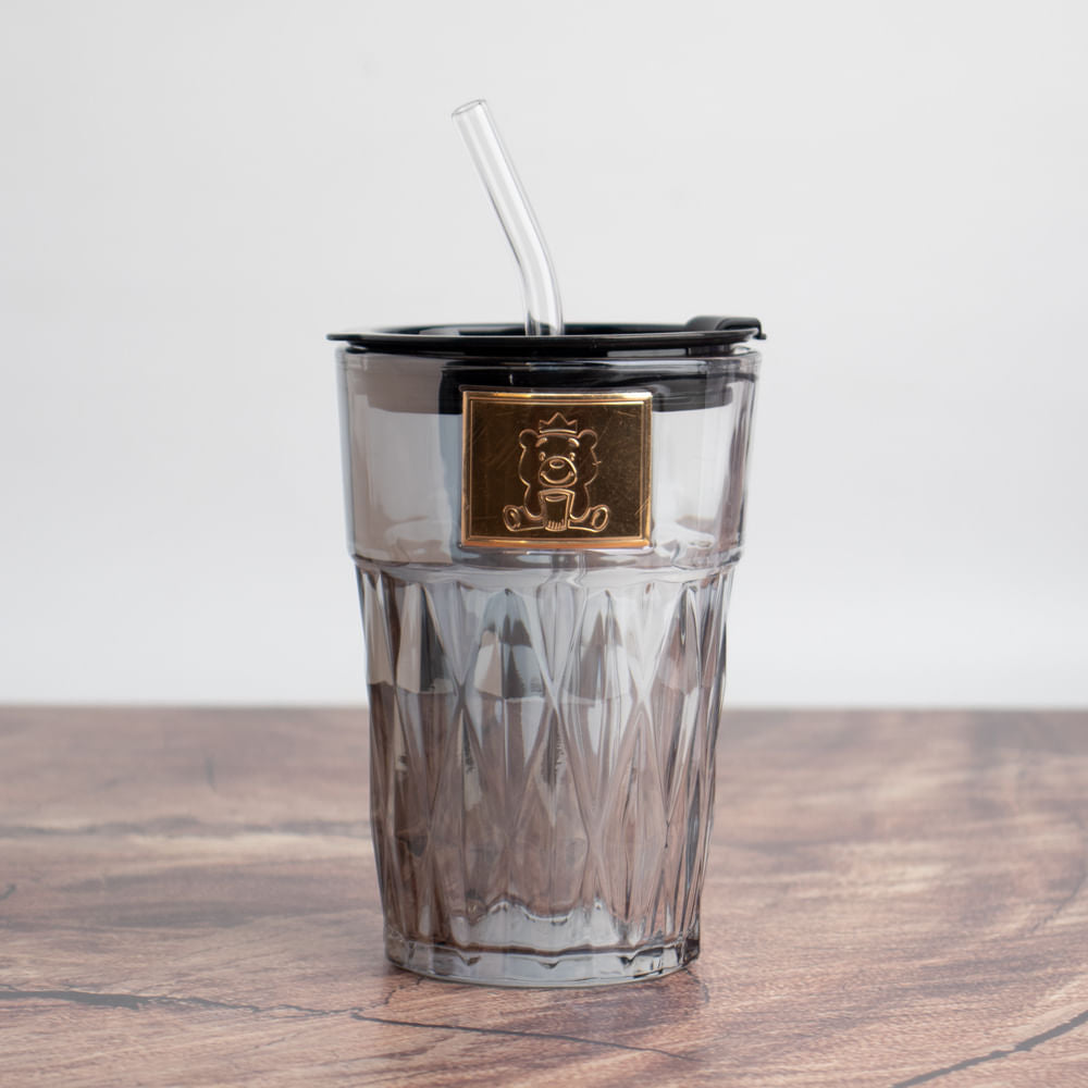 Vaso Café Diamond Con Paja Negro 420 Ml