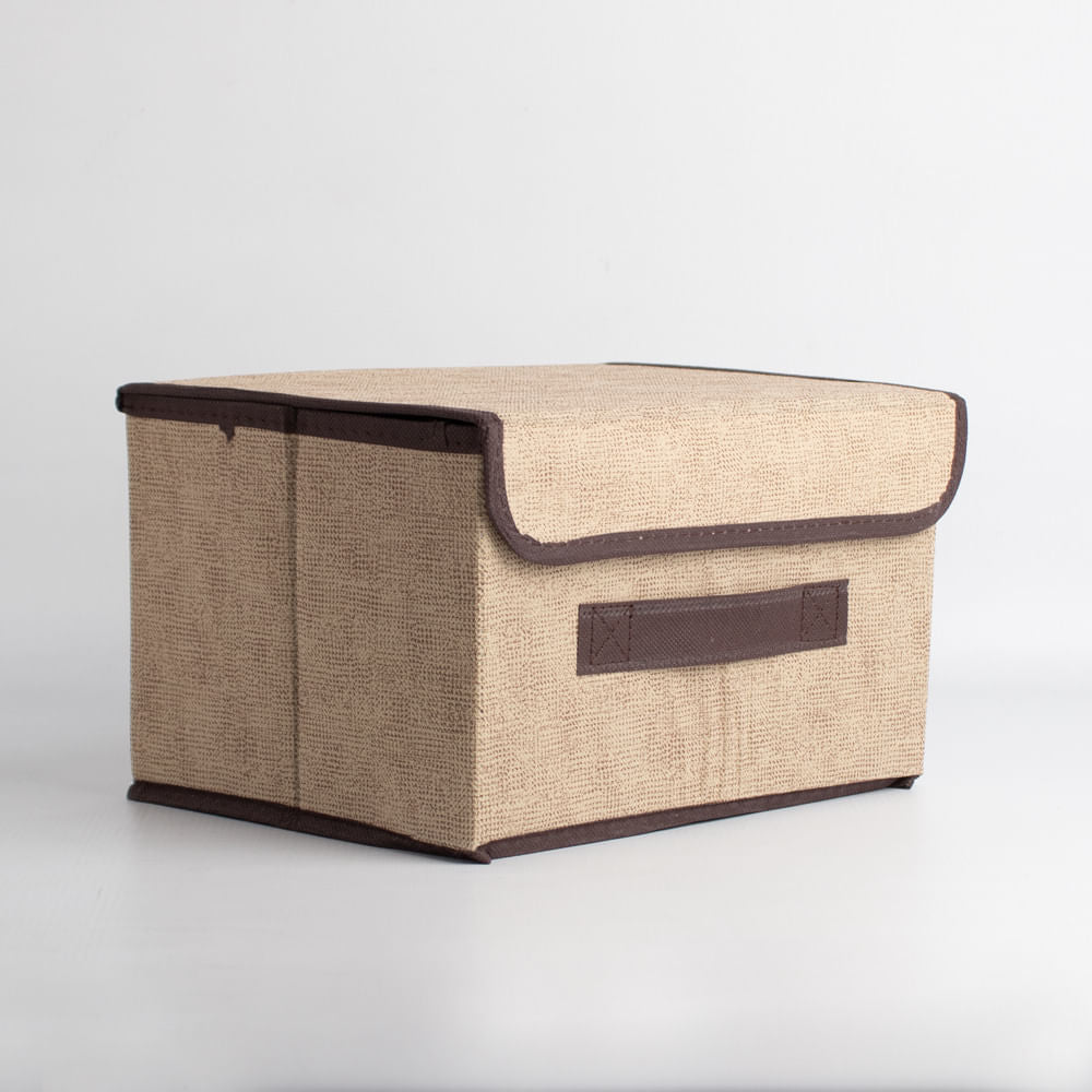 Juego De Contenedores De Almacenamiento Plegable Con Tapa Beige -S