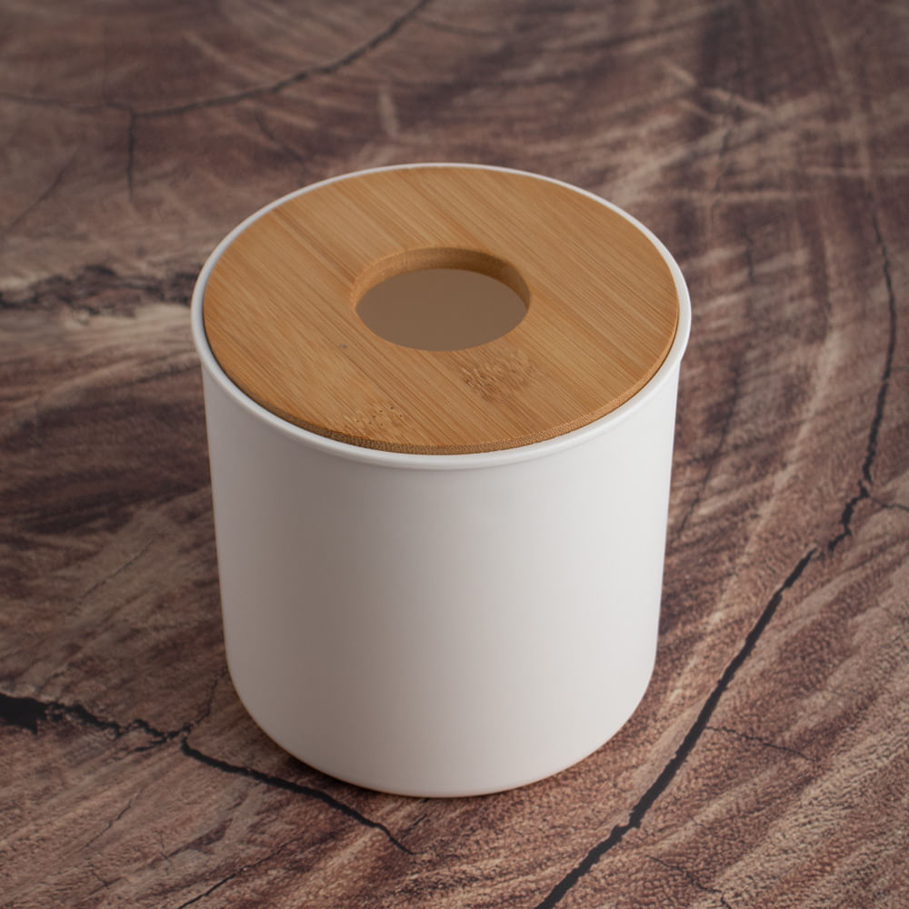 Caja De Pañuelos Con Tapa De Bambú Estilo Japonés Redonda