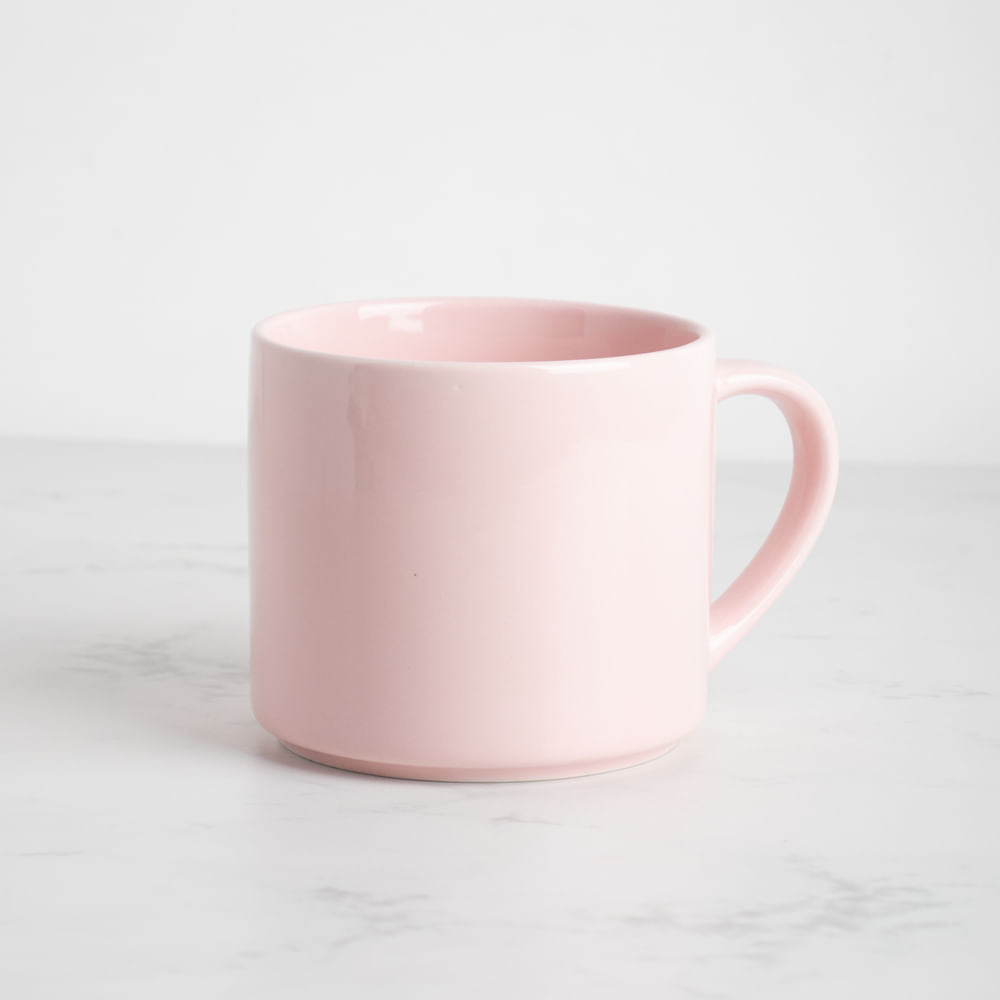 Taza Cerámica Apilable Rosa 490 Ml