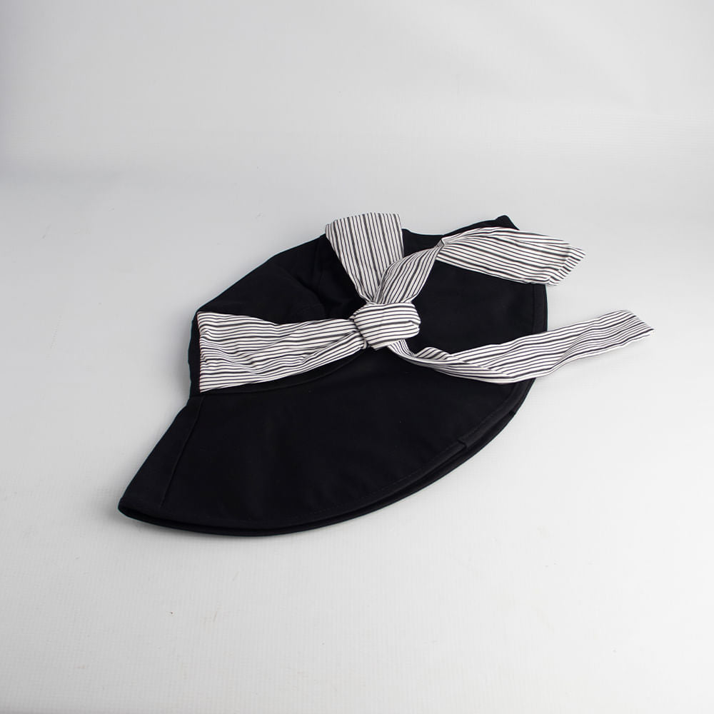 Sombrero con Cinta a Rayas Negro