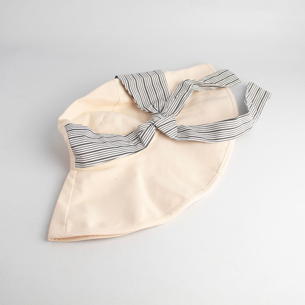 Sombrero Con Cinta De Rayas Beige