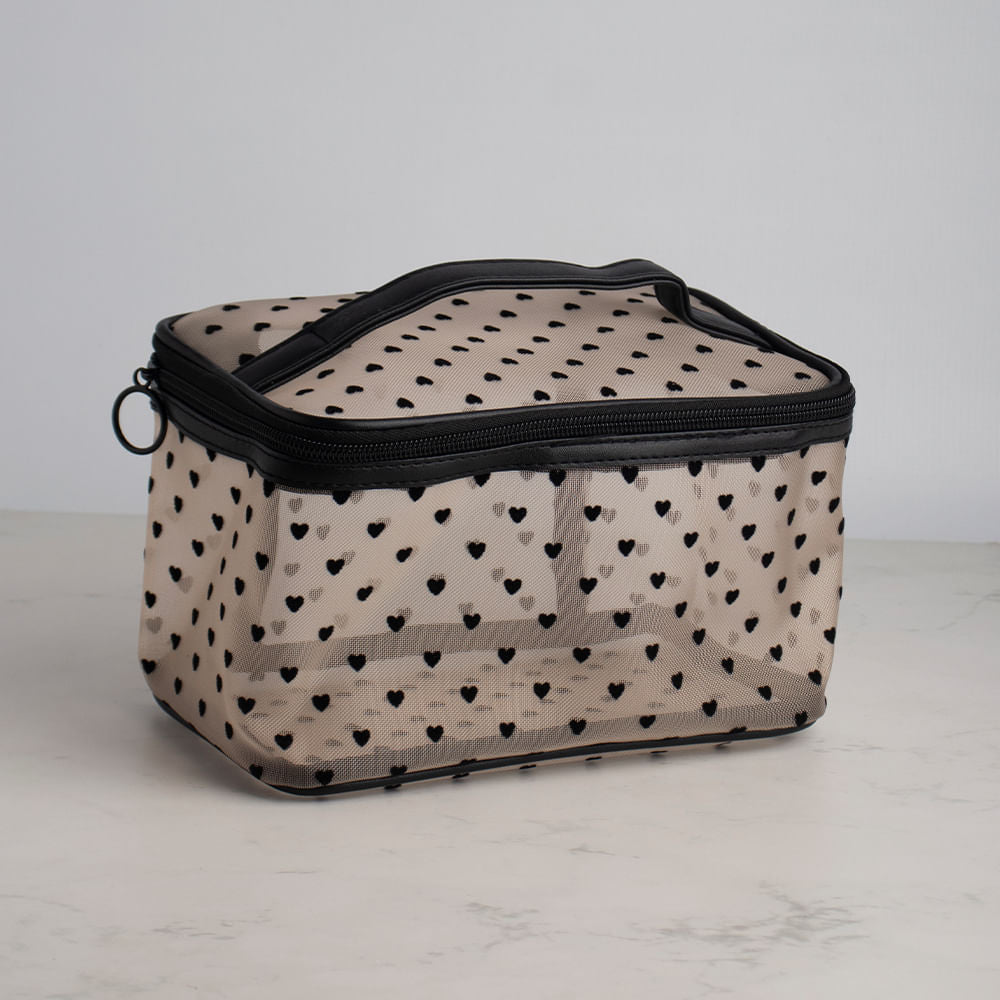 Estuche Para Cosméticos Corazón Caqui