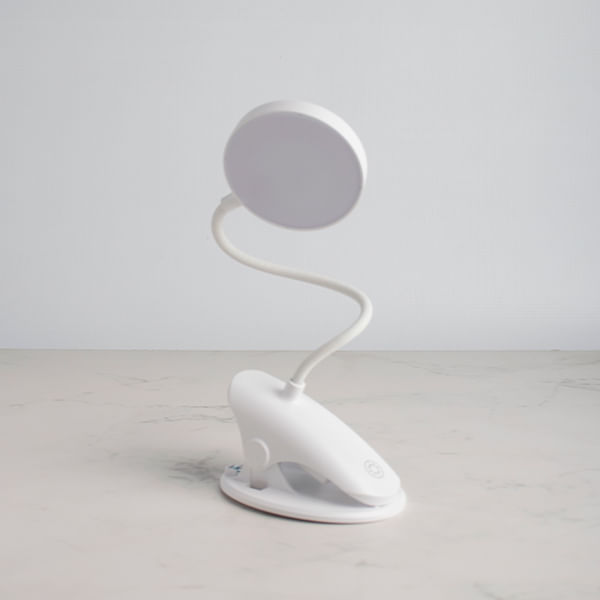 Luz Redonda Recargable Con Clip Blanca