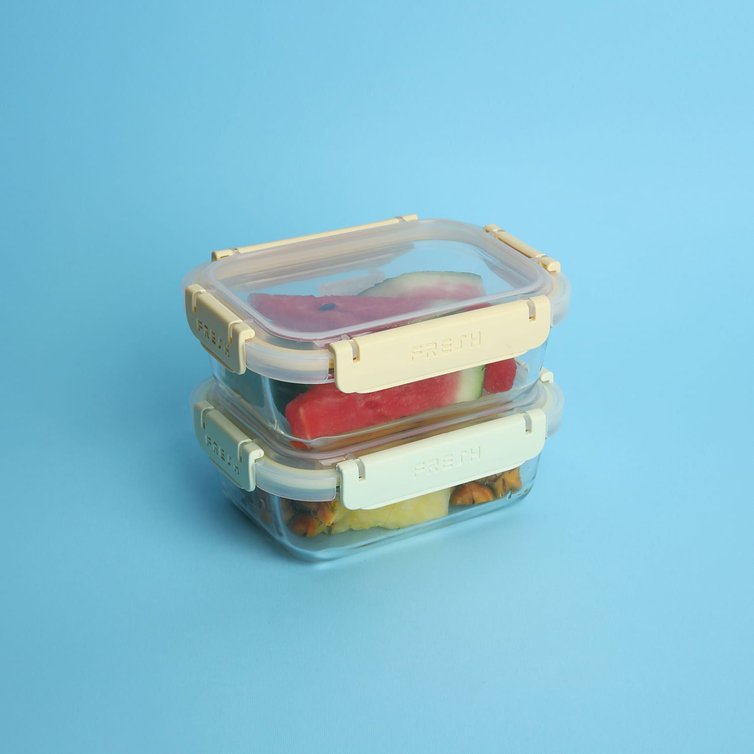 Taper de Vidrio para Alimentos Rectangular Amarillo 650 ml