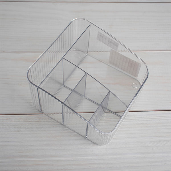 Organizador de Maquillaje a Rayas 5 Compartimientos Transparente