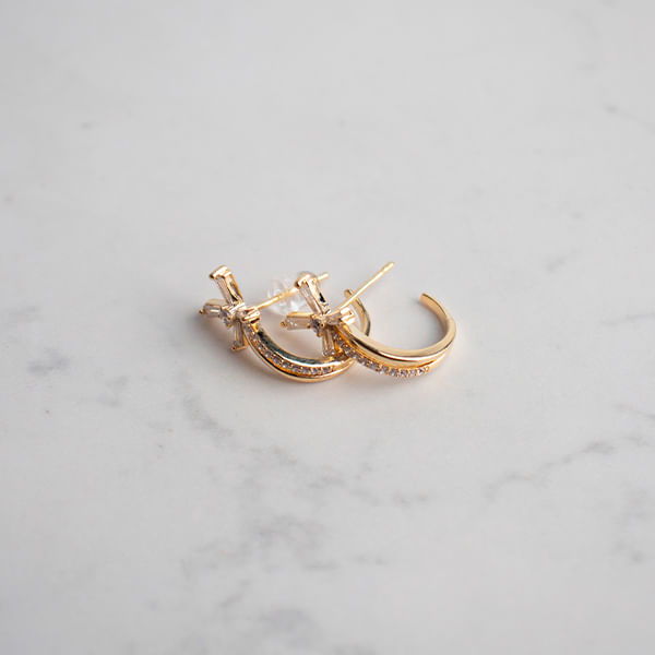 Aretes Argolla Con Lazo Dorado