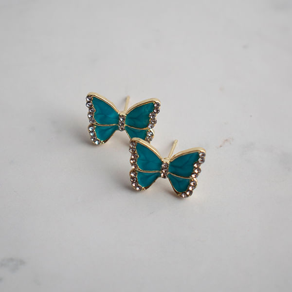 Aretes Mariposa Dorado Celeste