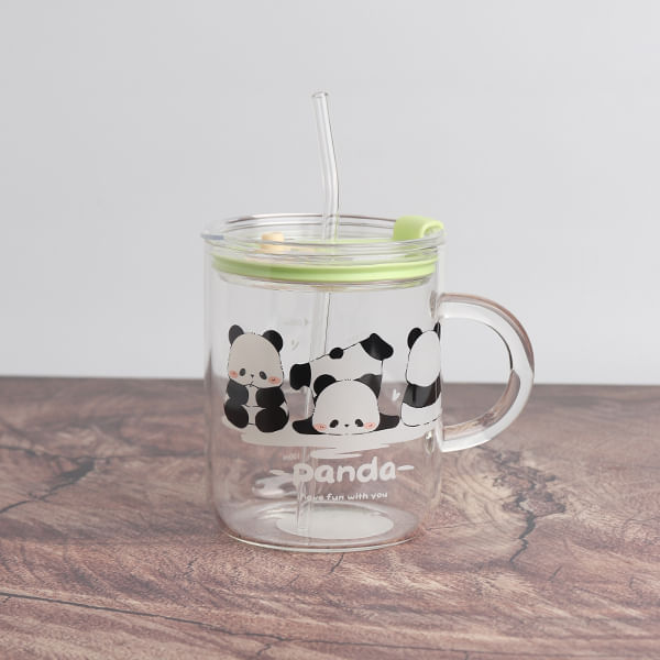 Taza De Cristal De Doble Uso Con Sorbete Tapa Verde 700 Ml