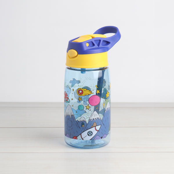 Cantimplora De Plástico Con Sorbete Y Tapa Abatible Interstellar Travel 480 Ml Azul