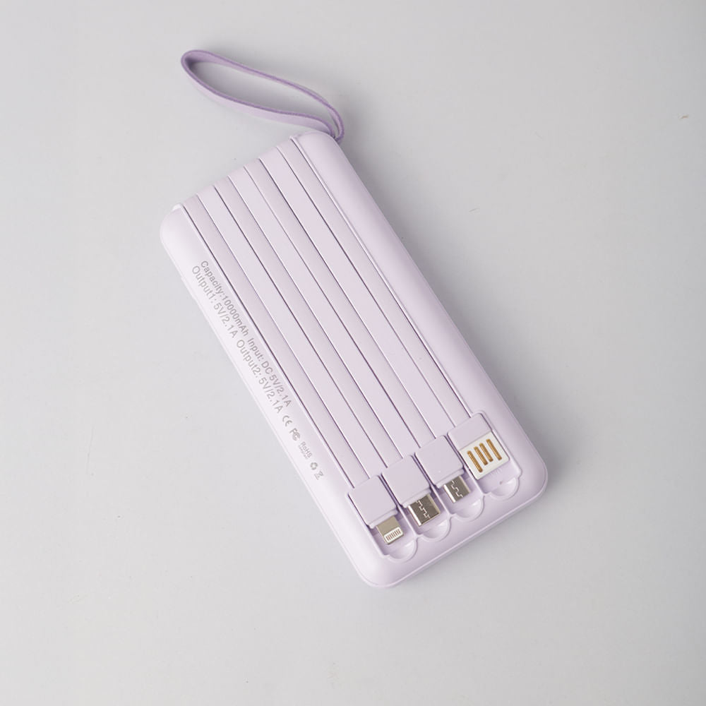 Batería Portátil 3 en 1 con 10000 Mah Morado