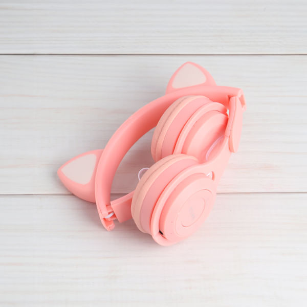 Auriculares On-Ear Inalámbricos Orejas De Gato Rosa
