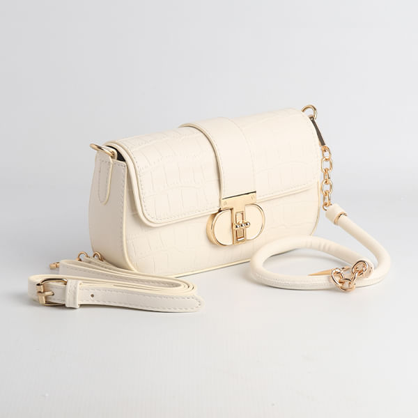Bolso Bandolera Con Hebilla De Herradura-Blanco