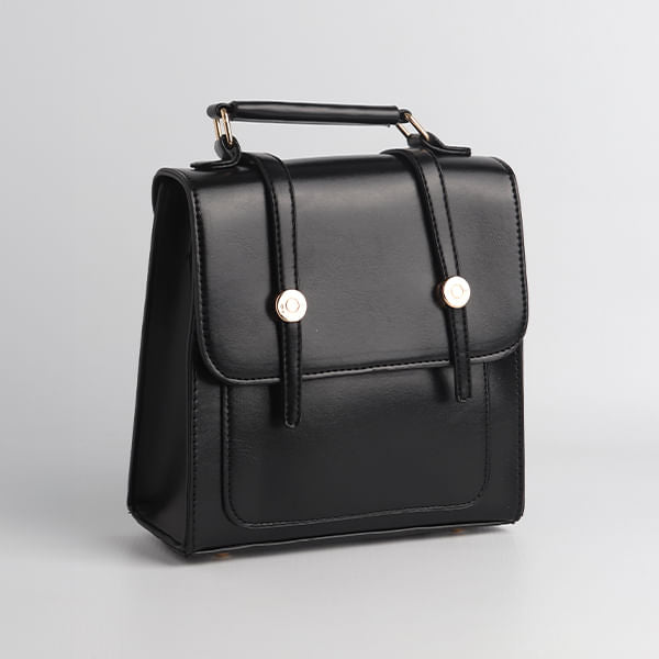 Mochila Retro Multiusos De Pu Negro