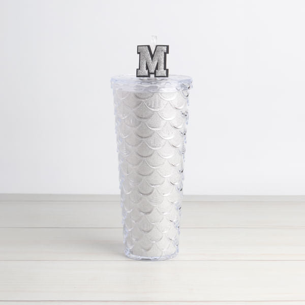 Vaso con Escama en Relieve y Sorbete Blanco 700 ml