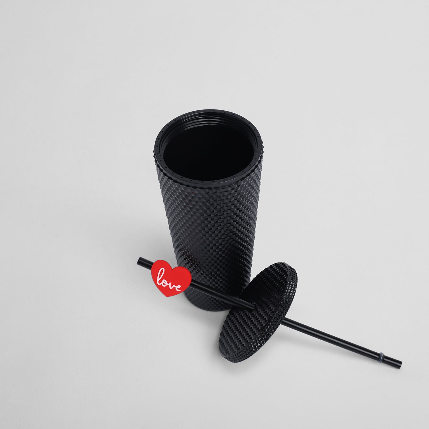 Vaso con Tapa y Sorbete Negro 700 ml