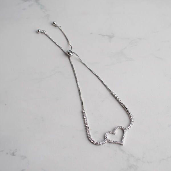 Pulsera con Dije Corazón Plateado