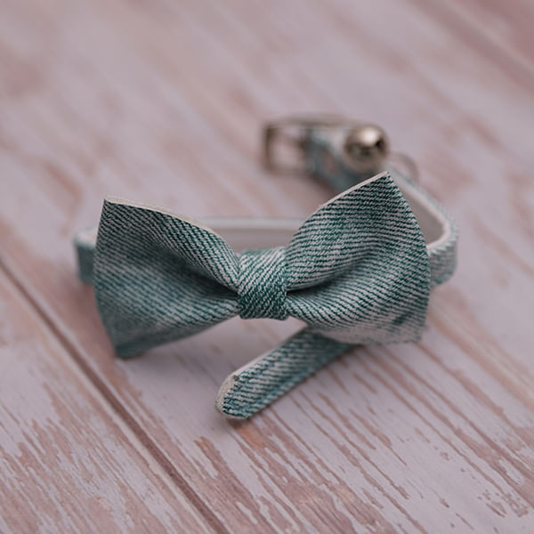 Collar para mascotas lazo denim verde - Talla S