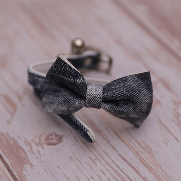 Collar para mascotas lazo denim azul - Talla S