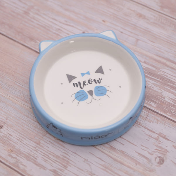 Plato de Cerámica para Gatos Celeste