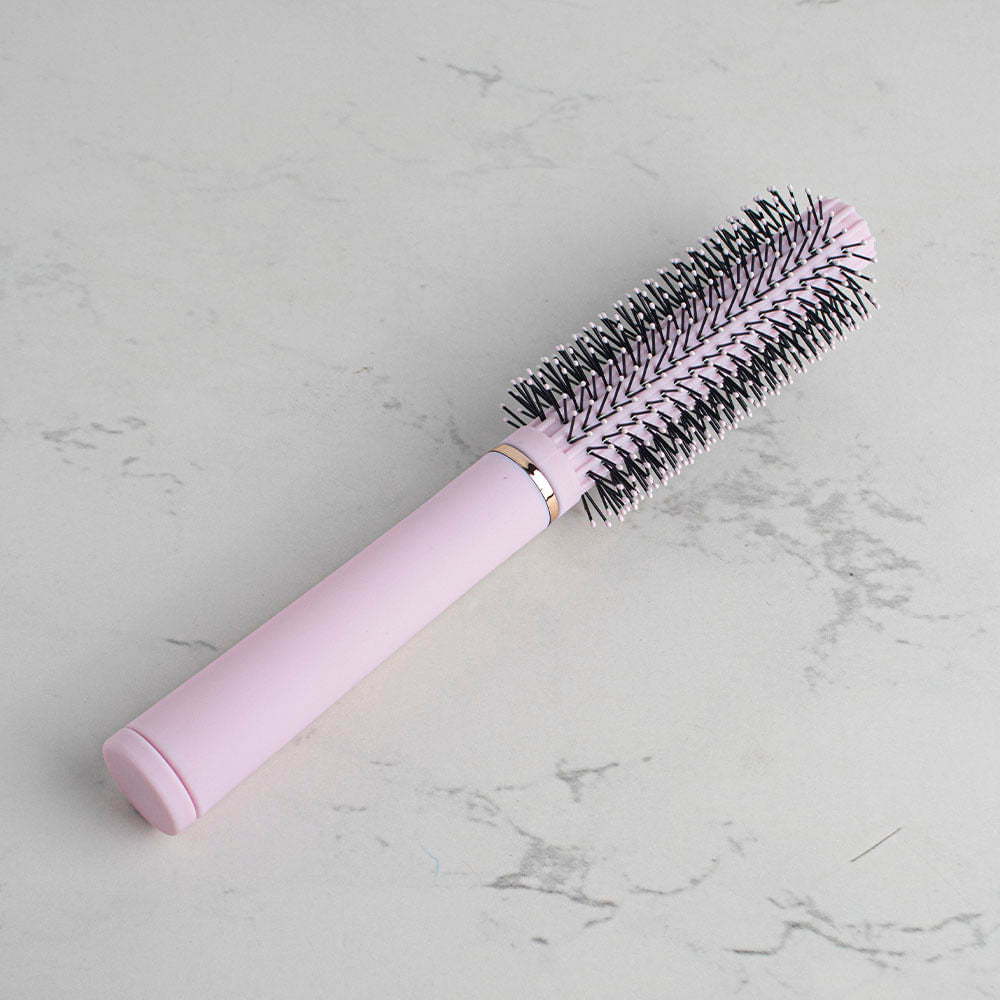 Cepillo Redondo Para Secar El Pelo Con Rascador De Limpieza Rosa